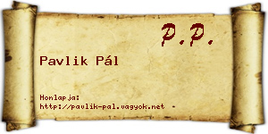 Pavlik Pál névjegykártya